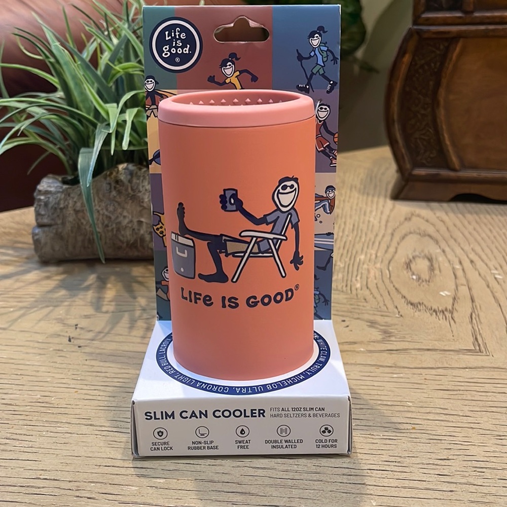 Slim can cooler LIFE IS GOOD